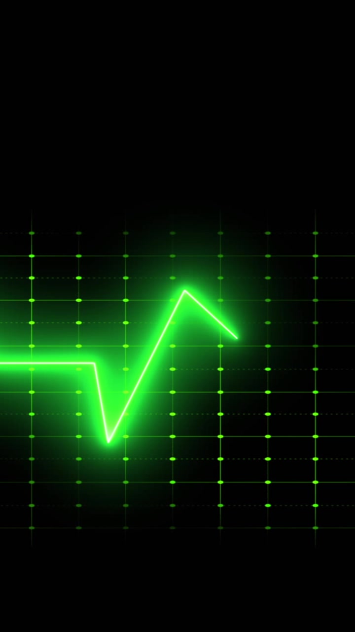 Animazione di un cardiografo su sfondo nero.