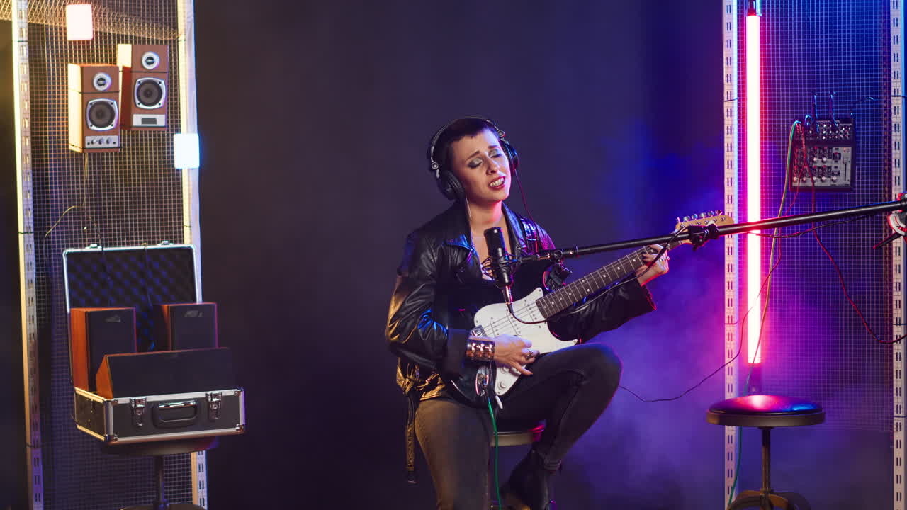 Musician performing in a studio