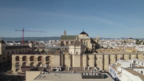 exterior of mosque-cathedral of cordoba, unesco site in spain; aerial