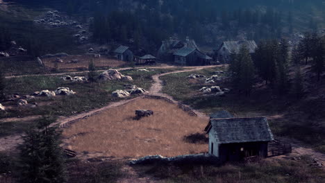 view on old italian village in the apennines mountains