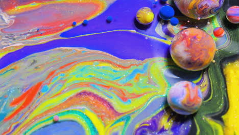 abstract colorful paint swirls and bubbles