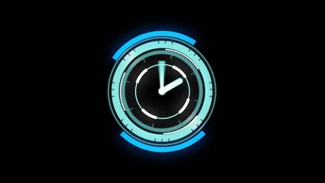 animación de escaneo de alcance con reloj sobre fondo negro
