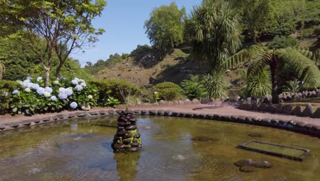 fountain at the national park "ribeira dos caldeiroes" at san miguel island, the azores, portugal - july 2023