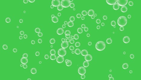 abstract soap bubbles flying with green screen background. various air bubbles in water rising up.