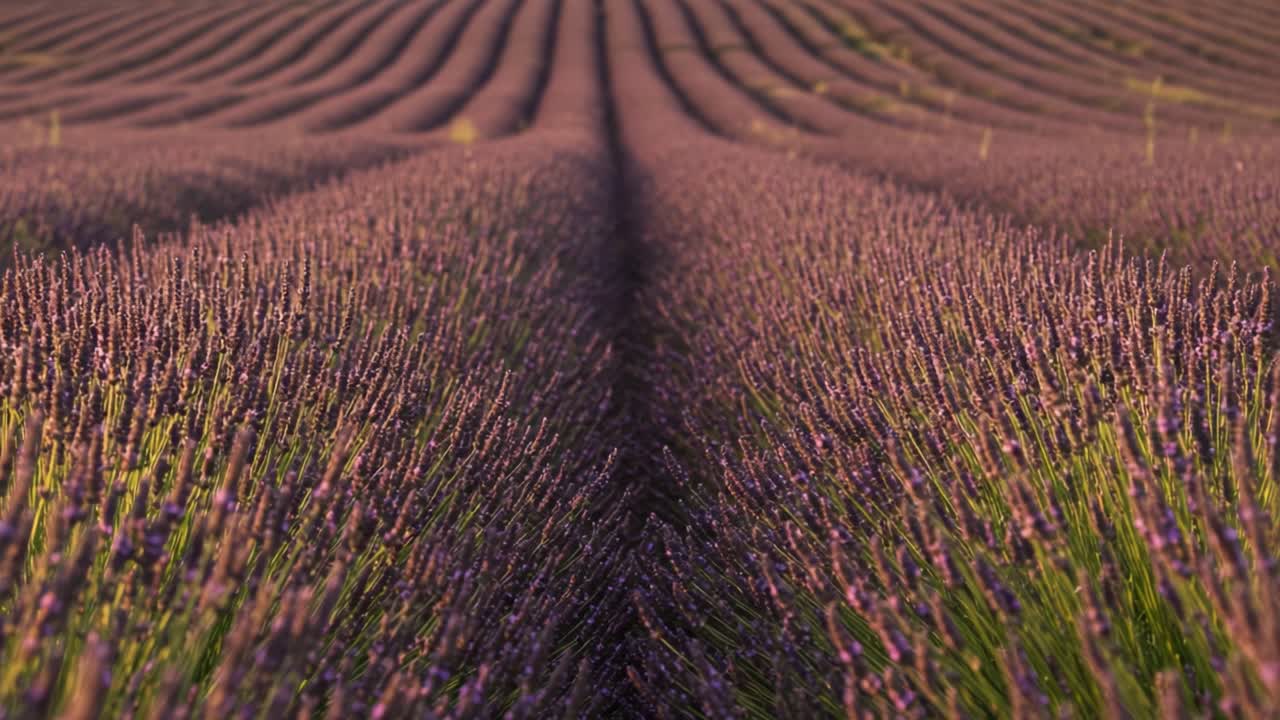 A Serene View of Endless Lavender Fields Captured in Stunning Detail, Showcasing the Vibrant Purple Blooms and Harmonious Rows That Create a Tranquil Landscape Experience