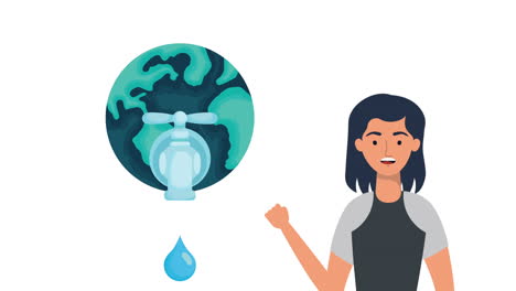 activist man in campaign for water day animation