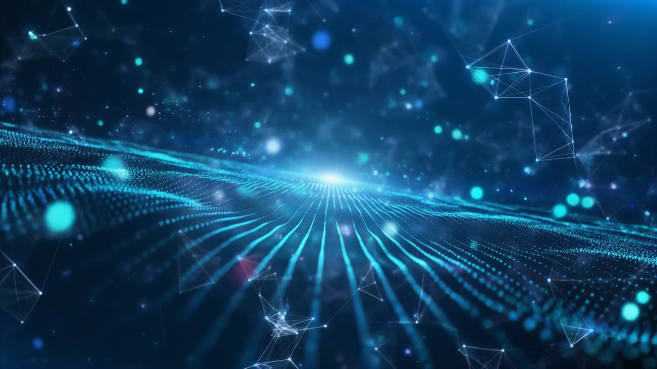 Abstract Digital Data Wave with Floating Network Connections