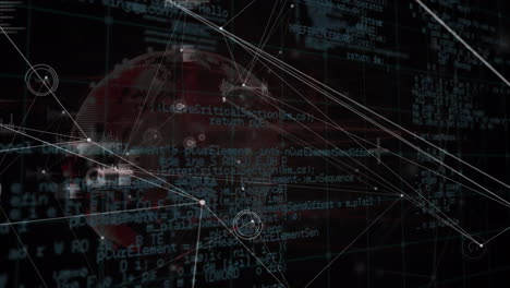 animation of data processing, globe and network of connections