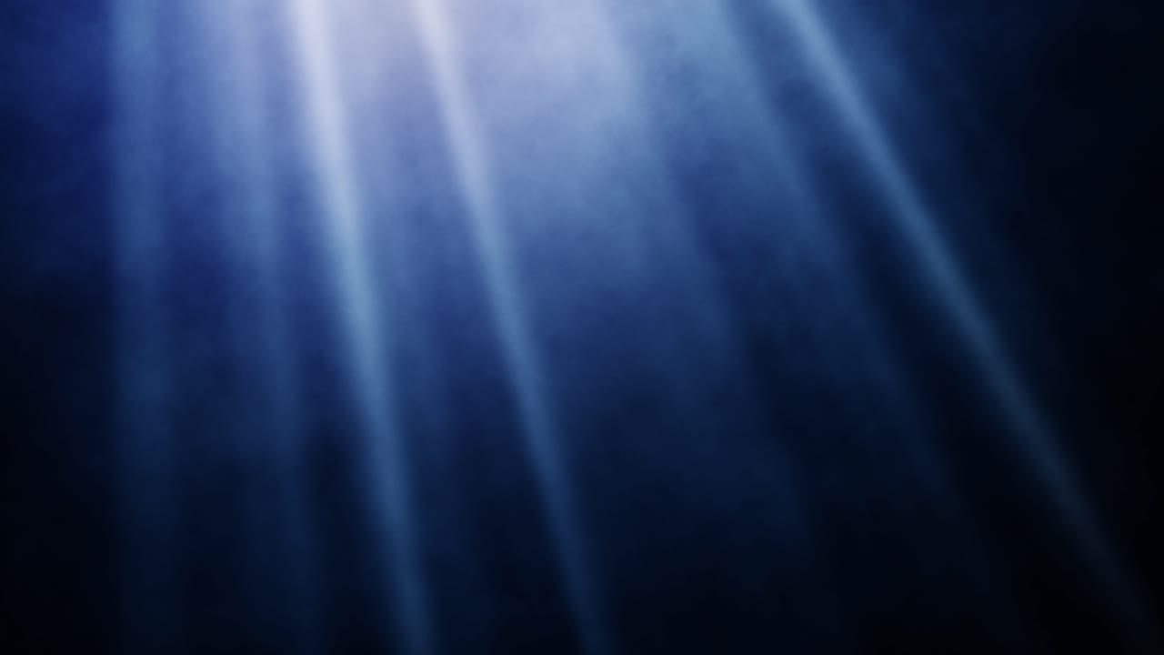 Blue Rays and Swirling Smoke against an Abstract Misty Black Background - Surreal Atmosphere