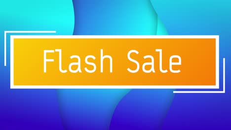 animación del texto de venta flash sobre formas en fondo azul