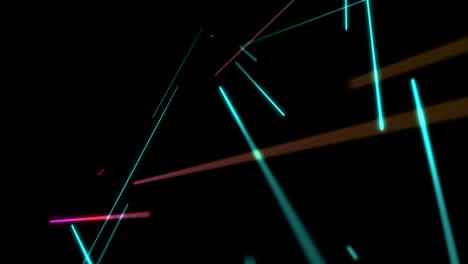 línea abstracta iluminación de estrellas en movimiento rosa amarillo y azul color, red de tecnología concepto de transferencia de datos digitales diseño, brillando en fondo negro animación de bucle sin costuras 4k con espacio de copia
