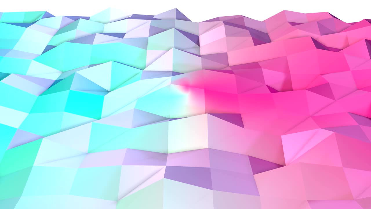 abstracto simple azul rosa baja poli superficie 3d como un fondo encantador. suave geométrico baja poli fondo de movimiento de desplazamiento de polígonos de color rosa azul puro. fondo de bucle sin costuras 4k fullhd