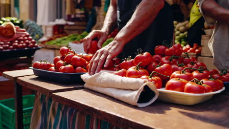 outdoor farmers market with fresh produce