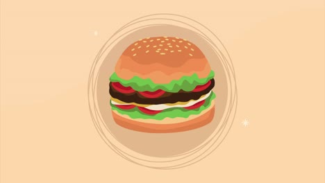una deliciosa animación de comida rápida para hamburguesas