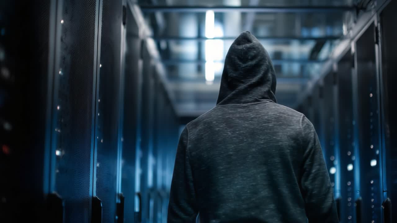 A Mysterious Figure in a Dark Server Room: Unveiling the Secrets of Cybersecurity and Data Protection in a High-Tech Environment
