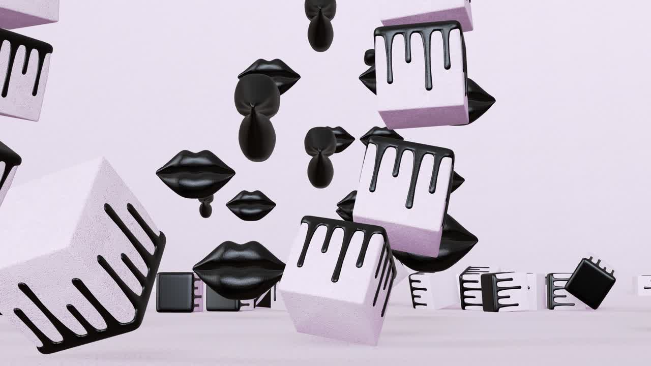 미니멀 3d 아트: 기하학적 디자인 공간에서 애니메이션 된 세련된 스터 객체, 트렌디한 색상 조합, 루프 모션, 4k 비디오