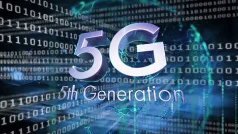 Digitale-Animation-Von-5g-Text-Vor-Binärer-Codierungsdatenverarbeitung-Auf-Blauem-Hintergrund