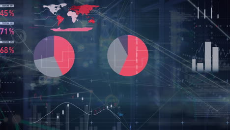 animación del procesamiento de datos financieros a través de la sala de servidores
