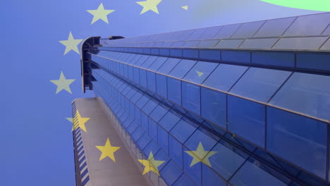 animation of flag of european union over modern office building