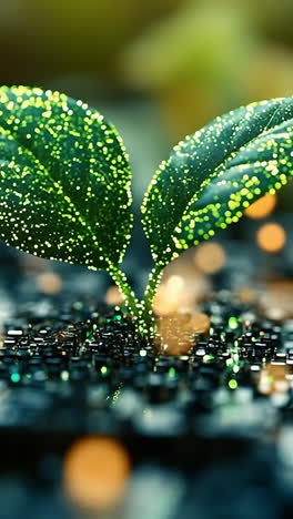 green plant growing on circuit board
