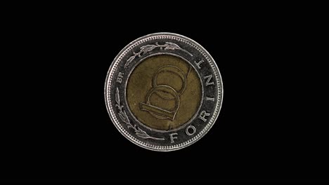 hungary 100 forint 1996 reverse with denomination in wreath macro loop on black background