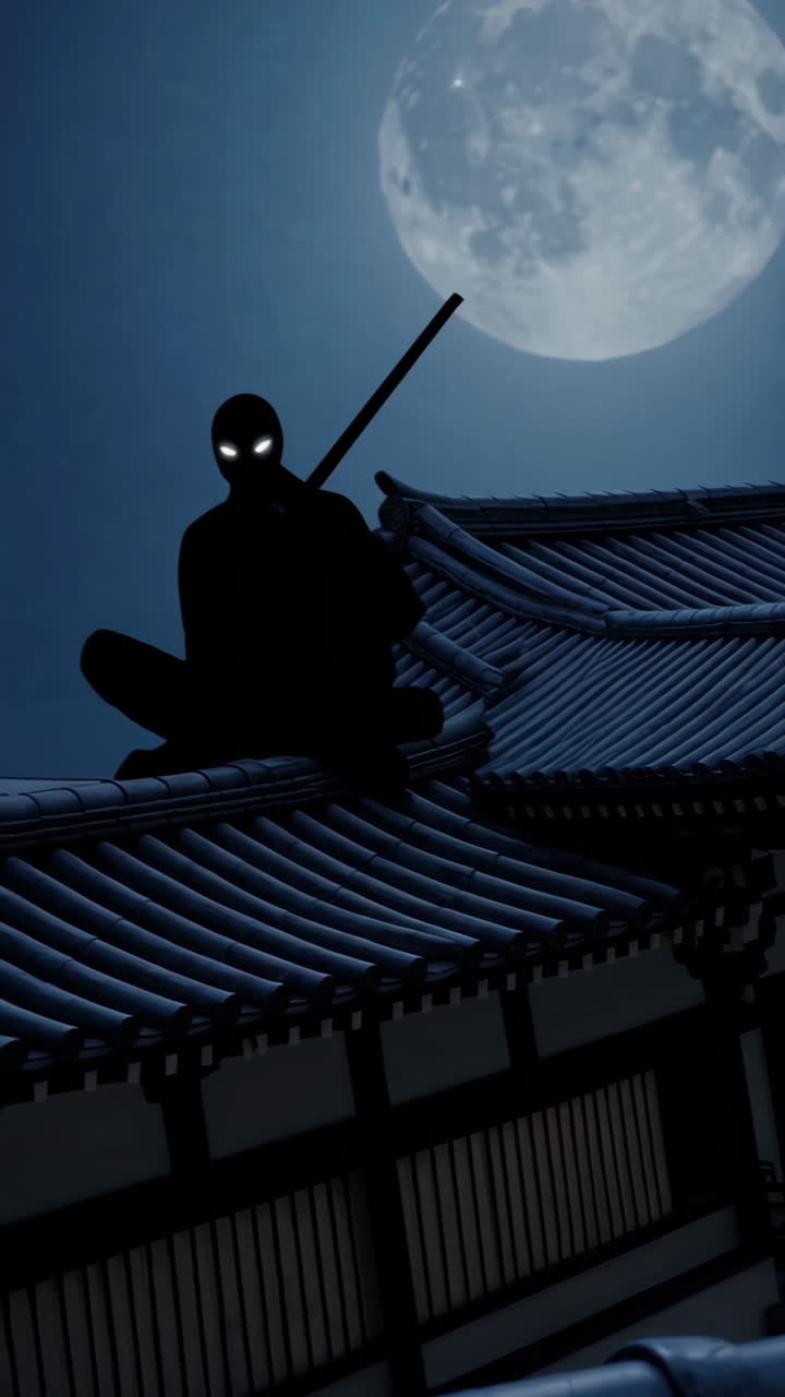 Japanese House Under the Full Moon