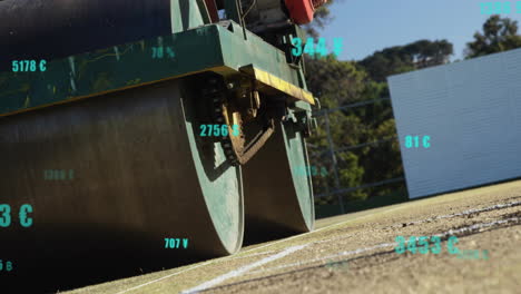 animación del procesamiento de datos digitales sobre el campo de cricket