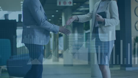 animação do processamento de dados financeiros em duas pessoas de negócios diferentes