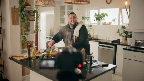 cooking show featuring chef preparing a meal