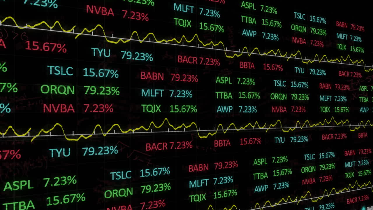 Animazione di elaborazione di dati finanziari e dati del mercato azionario
