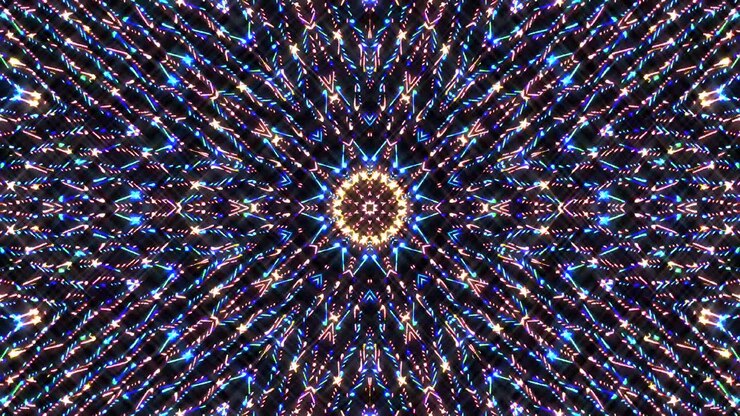 Beautiful abstract kaleidoscope that shines, a radiant light that regulates the subtle movements