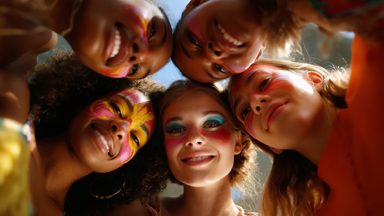 Diverse Group of Women with Face Paint Smiling