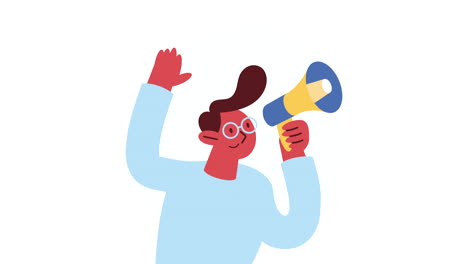 man with megaphone device audio animation