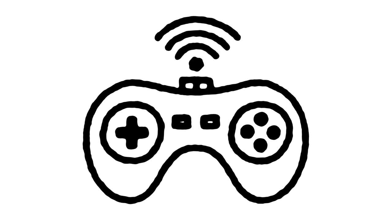 animación de iconos de líneas de garabateo de la industria de los juegos