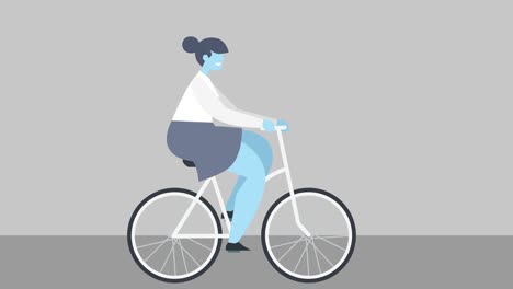 cartoon woman character design bike cyclist bicycle ride flat style isolated 2d animation