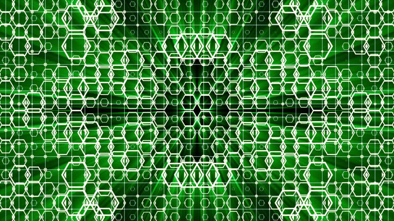 objetivo hexagonal verde parpadeante animación de partículas en movimiento fondo