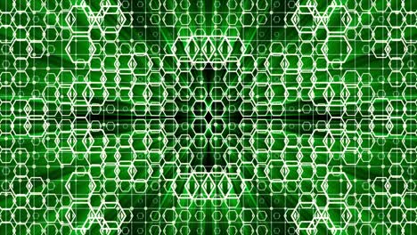 hexagon target green flickering moving particle animation background