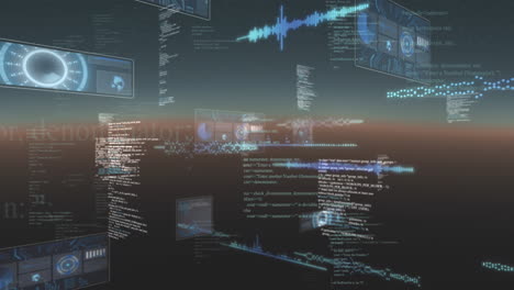 animation of data processing on black background
