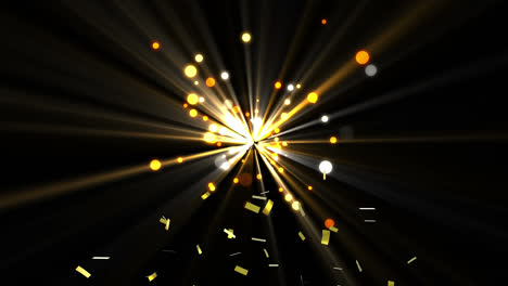 animation of golden confetti falling down on black background