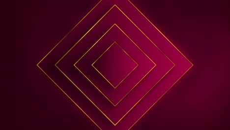 animación de cuadrados de gradiente rojo y dorado reales anidados cambiando el tamaño