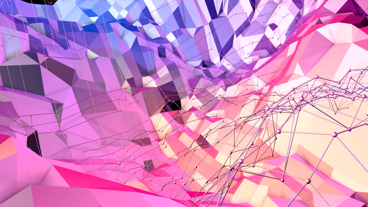 순수한 파란색, 빨간색 다각형으로 부드러운 기하학적 낮은 폴리 모션 배경, 추상적인 간단한 파란, 빨간, 낮은 폴리포 3d 표면, 시원한 배경, 4k fullhd, 그라디언트 파란색 및 빨간색의 원활한 루프 배경.