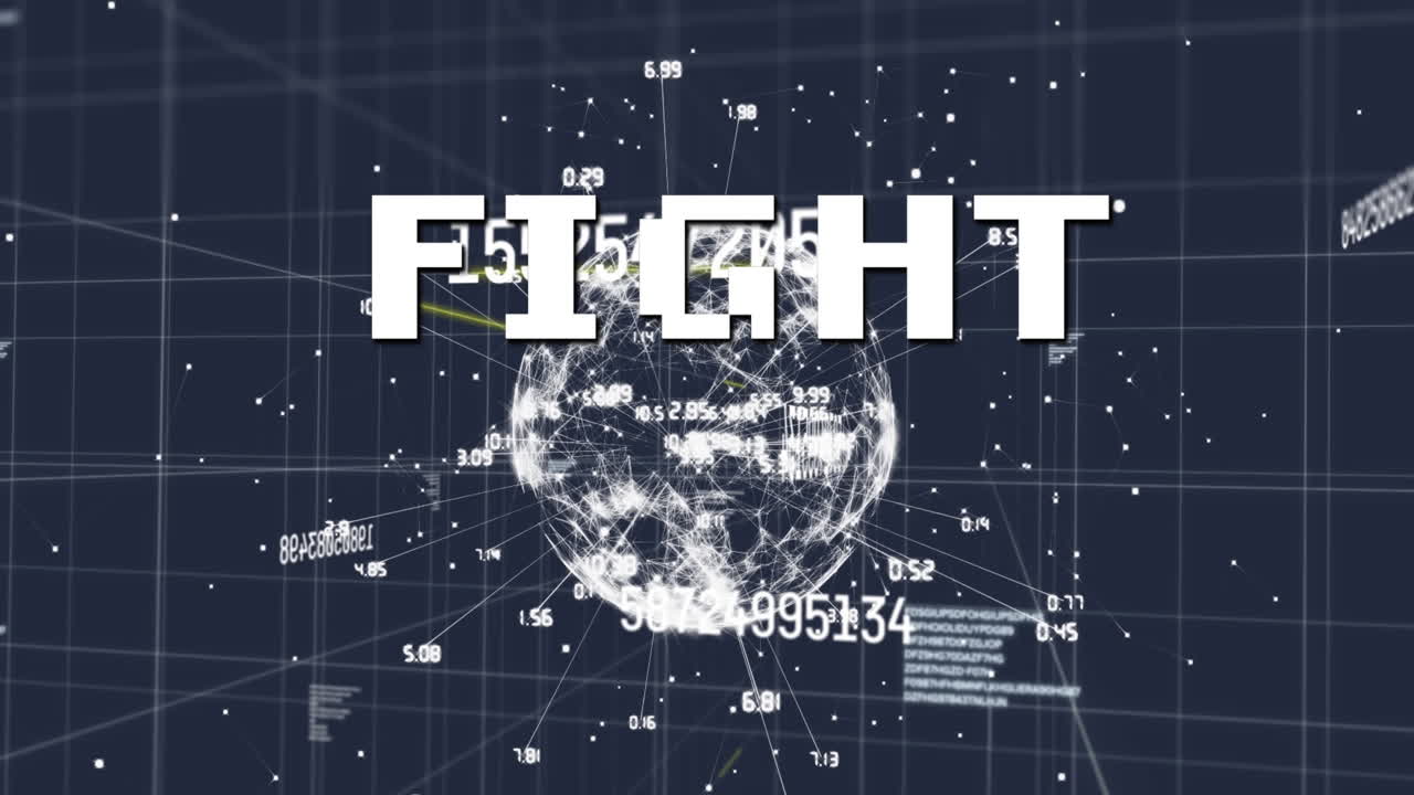 데이터 처리 및 연결 네트워크를 통해 텍스트를 싸우는 애니메이션