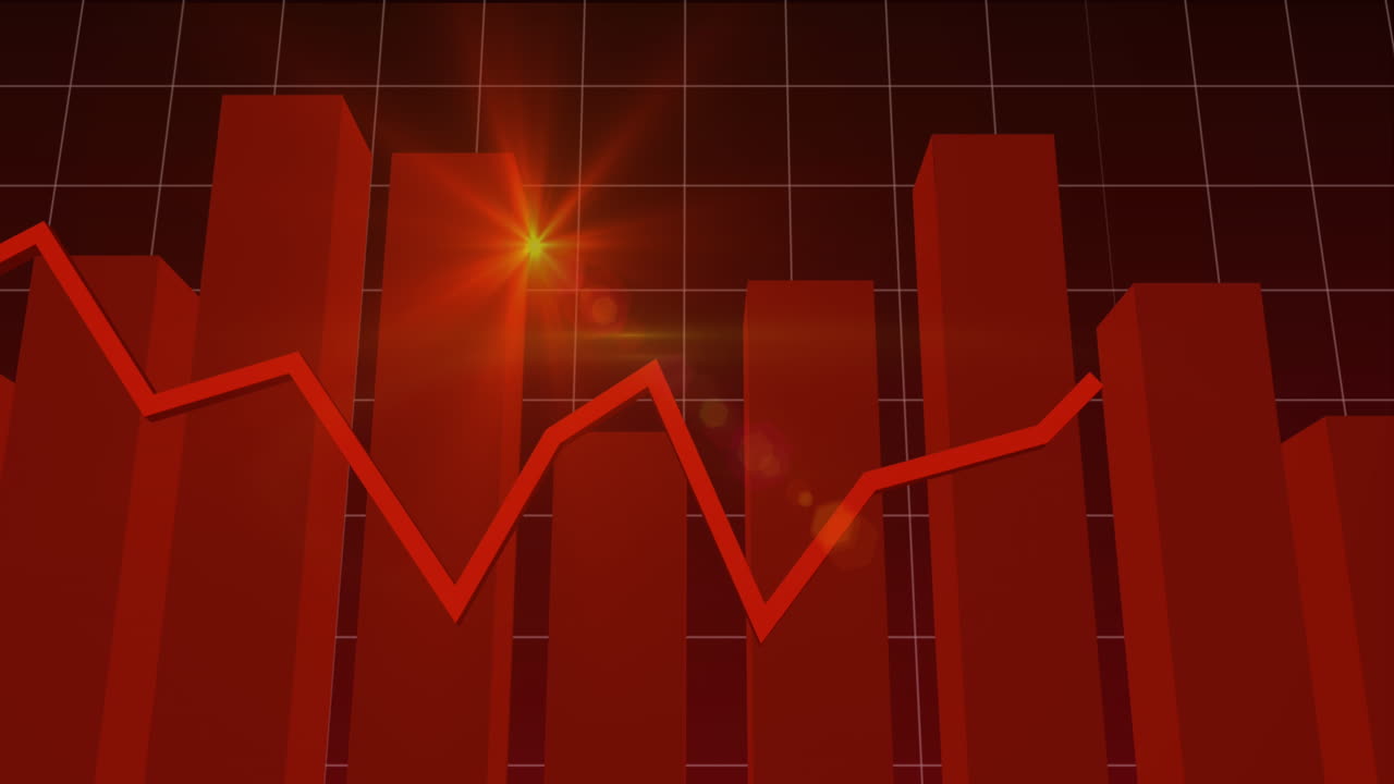 Video of financial data processing over dark background