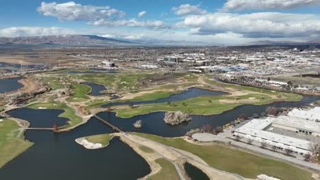 cityscape aerial provo utah drone  and golf course