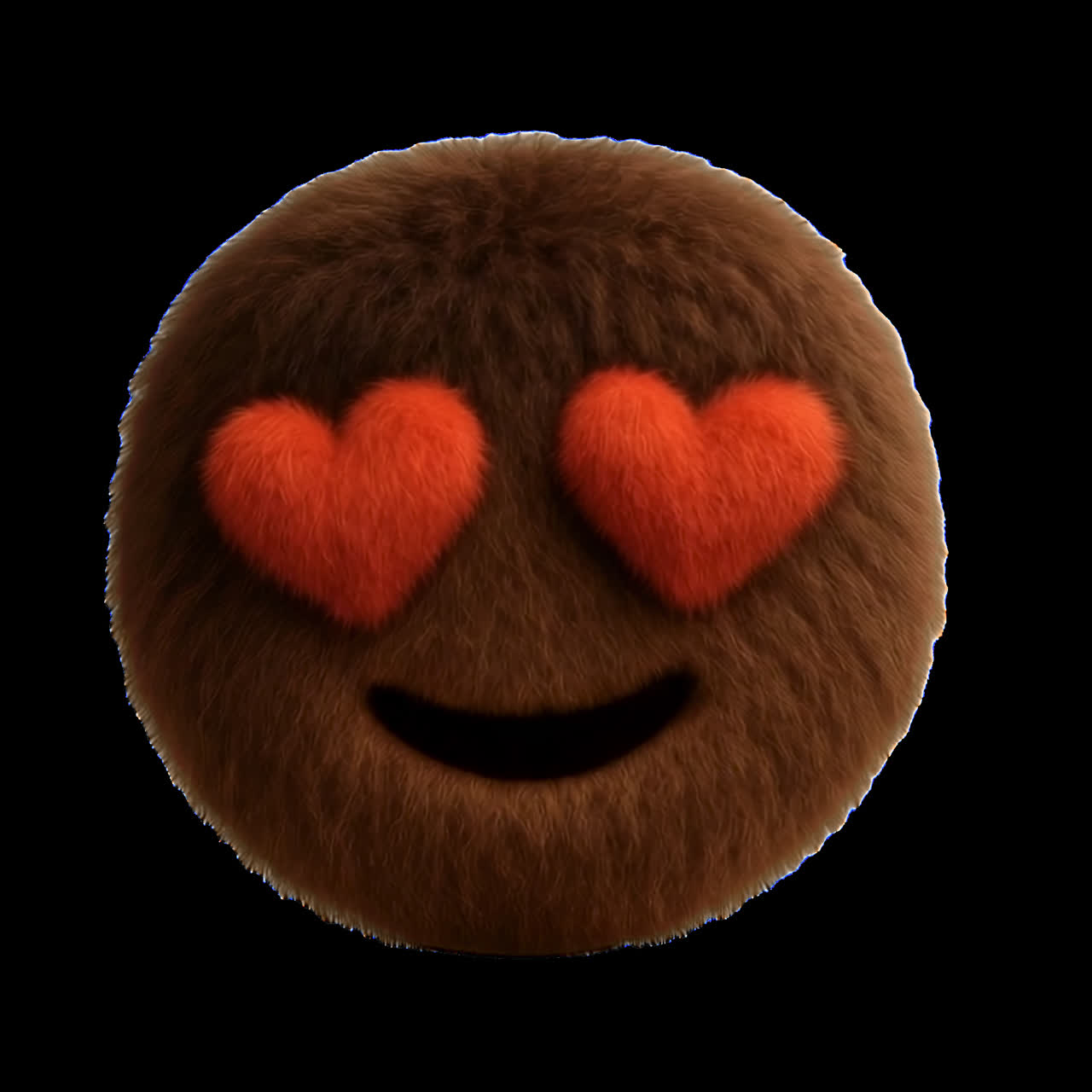 Furry emoji with heart eyes animation isolated asset, transparent 4K video, alpha channel, ProRes