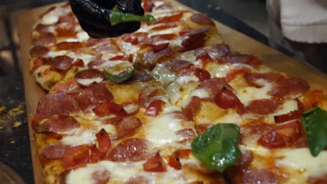 pepperoni pizza on a wooden board