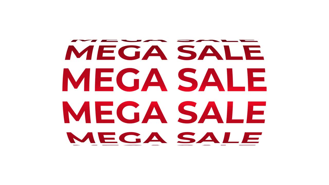 4k 3d mega venta cilindro de texto efecto de bucle de elemento cinético. animación de tipografía cinética. cartel animado publicitario. animación en movimiento de texto rojo sobre fondo blanco.