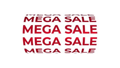4k 3d mega venta cilindro de texto efecto de bucle de elemento cinético. animación de tipografía cinética. cartel animado publicitario. animación en movimiento de texto rojo sobre fondo blanco.