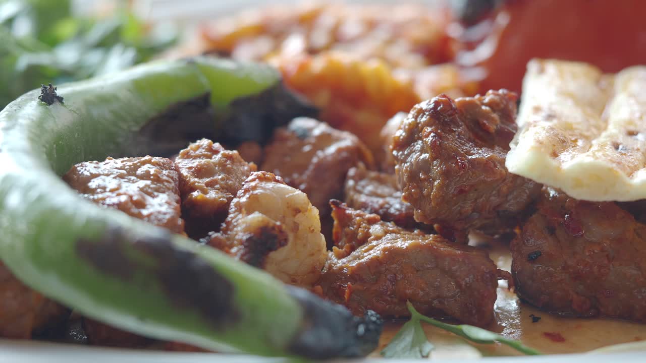 Delicious Grilled Meat Kebab with Peppers