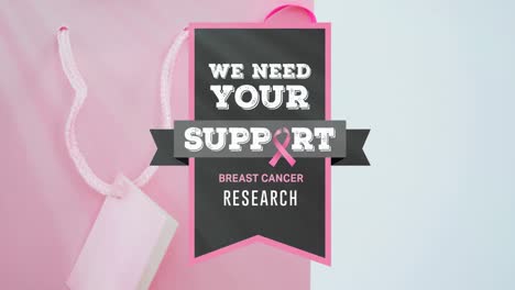 animation of you need support over pink present bag on white background